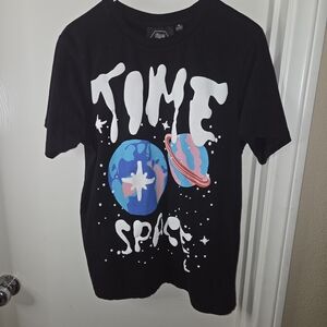 Time Space All Over Print T Shirt Men L.Black Space Planet Cosmic Streetwear